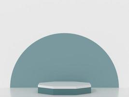 3d octagon podium products display minimal mockup 3d render. color trend minimal studio, clean background podium shape octagon. stand show cosmetic product. Stage showcase on pedestal podium. photo