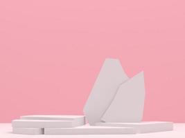 white stone podium products display minimal mockup 3d render. scene front view pink room and pink background podium shape nature. stand show cosmetic product. Stage showcase on pedestal podium. photo