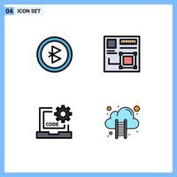 Universal Icon Symbols Group of 4 Modern Filledline Flat Colors of bluetooth coding art digital development Editable Vector Design Elements