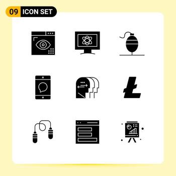 Solid Glyph Pack of 9 Universal Symbols of personality message space devices cellphone Editable Vector Design Elements