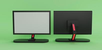 Ilustración 3d que representa un monitor de computadora mínimo en el fondo de chismes. foto