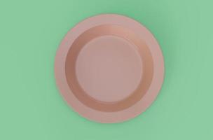 3d illustration pink Empty plate bowl for your product, photo