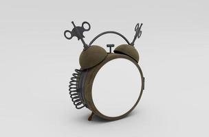 Ilustración 3d que representa un reloj despertador retro mínimo sobre fondo blanco. foto