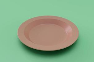 3d illustration pink Empty plate bowl for your product, photo