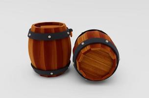 3d illustration Wine Wooden barrel on white background. photo