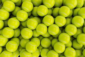 3d illustration rendering minimal Tennis Balls pile background. photo