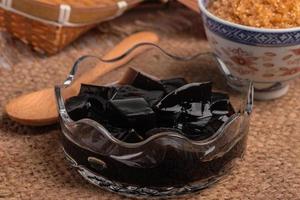 Brown Sugar Grass Jelly in a Sweet Thai Dessert Cup photo