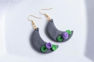 Handmade earrings from polymer clay. photo