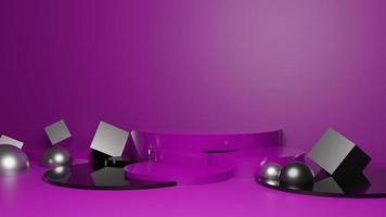 Mock up podium for product presentation, purple background, 3d render, 3d illustration photo