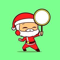 vector cartoon of Santa Claus holding a circle board