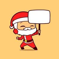 vector cartoon of Santa Claus holding a square board