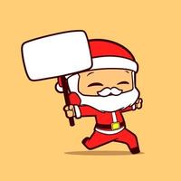 graphic mascot of Santa Claus holding a square board vector