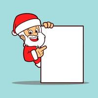 dibujos animados creativos santa claus asomándose por el tablero vector