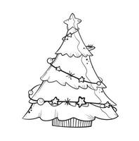 Doodle pine tree for Christmas decoration. vector