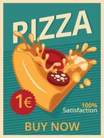 fondo antiguo de comida rápida. Ilustración de vector de diseño de cartel de tienda de pizza.