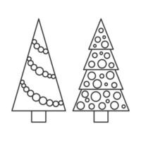 ilustración vectorial en blanco y negro. icono de arbol de navidad vector