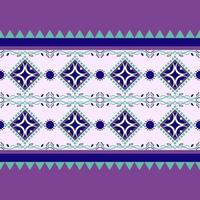 Geometric abstract pattern for cushion or throw pillow. Purple or violet color seamless vector background. It's look like ikat printing textile pattern wallpaper. Pattern for home decoration.