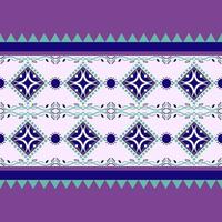 Geometric abstract pattern for cushion or throw pillow. Purple or violet color seamless vector background. It's look like ikat printing textile pattern wallpaper. Pattern for home decoration.