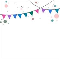 Flag party Colorful Party Flags With Confetti And Ribbons Falling on white background. Celebration Event and Happy Birthday. Multicolored. Vector. vector