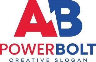 AB letter logo design with lighting thunder bolt vector