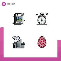 Set of 4 Modern UI Icons Symbols Signs for designer factory image quarter landscape Editable Vector Design Elements