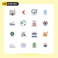 16 User Interface Flat Color Pack of modern Signs and Symbols of grow computer poll back markiting Editable Pack of Creative Vector Design Elements