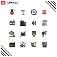 Modern Set of 16 Flat Color Filled Lines Pictograph of celebration tools cursor sketch design Editable Creative Vector Design Elements