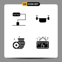 paquete de iconos de vector de stock de 4 signos y símbolos de línea para rodillo de pintura bebida contorno moneda café elementos de diseño de vector editables