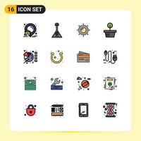 Universal Icon Symbols Group of 16 Modern Flat Color Filled Lines of pie chart sound nature plant Editable Creative Vector Design Elements
