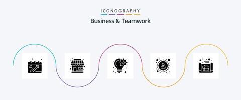 Business And Teamwork Glyph 5 Icon Pack Including business plan. target customer. bulb. target. project vector