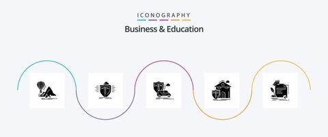 Business And Education Glyph 5 Icon Pack Including house. insurance. protection. safety. insurance vector