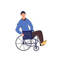 Disabled man in a wheelchair. Isolated cartoon vector