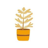 Cute christmas tree in a pot. Vector doodle colorful