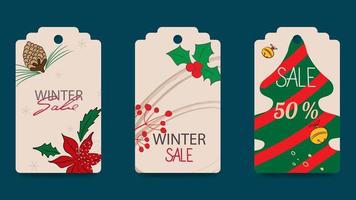 Set of abstract tags for christmas sale. Seasonal label templates for printing. Christmas, New Year, Christmas gifts. Vector