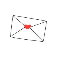 Envelope with heart. Valentines Day. Vector hand drawn