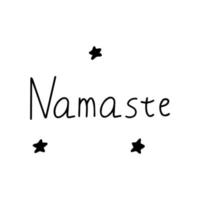 Namaste. Indian greeting in Hindi. Black and white vector