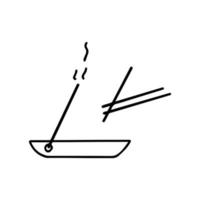 Stand with steaming incense stick. Vector doodle