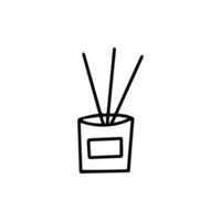 Diffuser or jar of incense sticks. Vector doodle