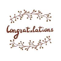 Congratulations lettering. Handwriting greeting text. Colorful vector