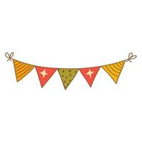 Festive garland with triangular checkboxes. Colorful vector