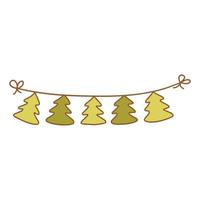 Festive garland with little green christmas trees. Vector