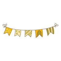 Festive garland with different checkboxes. Colorful contour vector