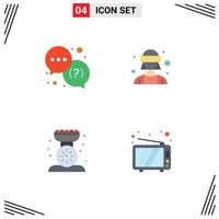 Set of 4 Commercial Flat Icons pack for help cooking support virtual reality kitchen scale Editable Vector Design Elements