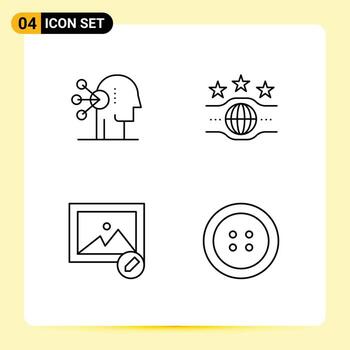 conjunto de pictogramas de 4 colores planos de línea rellena simple de habilidades imagen botón de campeonato humano elementos de diseño vectorial editables vector
