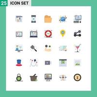 Pictogram Set of 25 Simple Flat Colors of invoice space technology science physics Editable Vector Design Elements