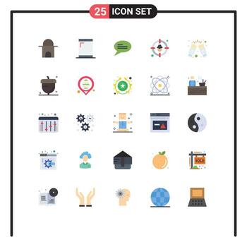 25 concepto de color plano para sitios web móviles y aplicaciones beber celebrar conversación objetivo hacker elementos de diseño vectorial editables vector