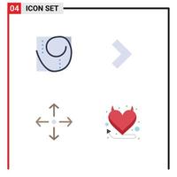 Group of 4 Modern Flat Icons Set for golden ratio full screen science next heart Editable Vector Design Elements