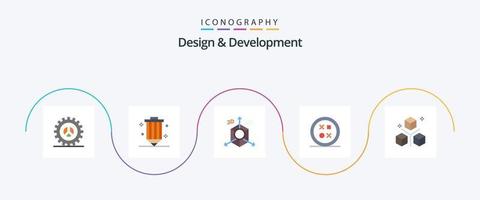 Design and Development Flat 5 Icon Pack Including development. cross. pencil. programing. development vector