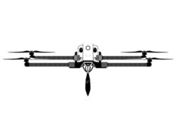 Military Drone with Bomb in outline style. Missile strikes. Air rocket, Colorful vector illustration isolated on white background.
