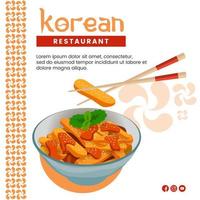 Asian food illustration design of Korean Food for presentation social media template vector